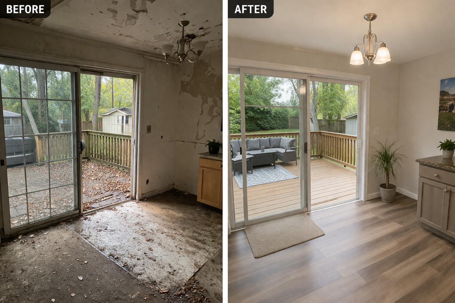 House cleaning and restoration before and after